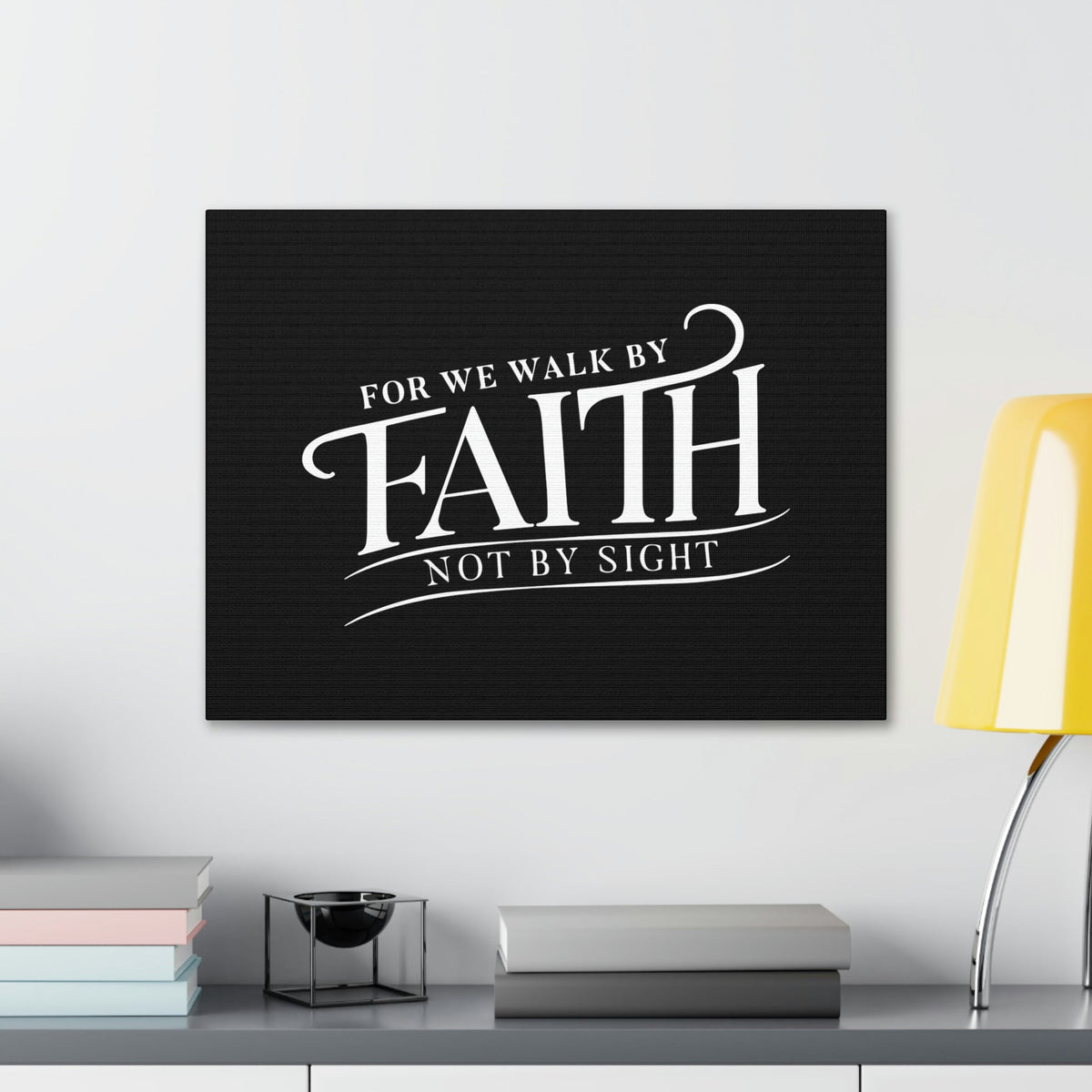 Scripture Walls For We Walk By Faith 2 Corinthians 5:7 Black Christian Wall Art Bible Verse Print Ready to Hang Unframed-Express Your Love Gifts