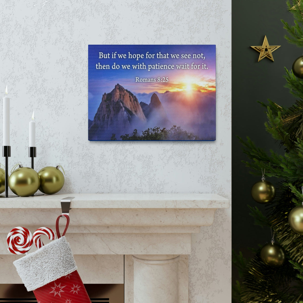 Scripture Walls For What We See Romans 8:25 Bible Verse Canvas Christian Wall Art Ready to Hang Unframed-Express Your Love Gifts