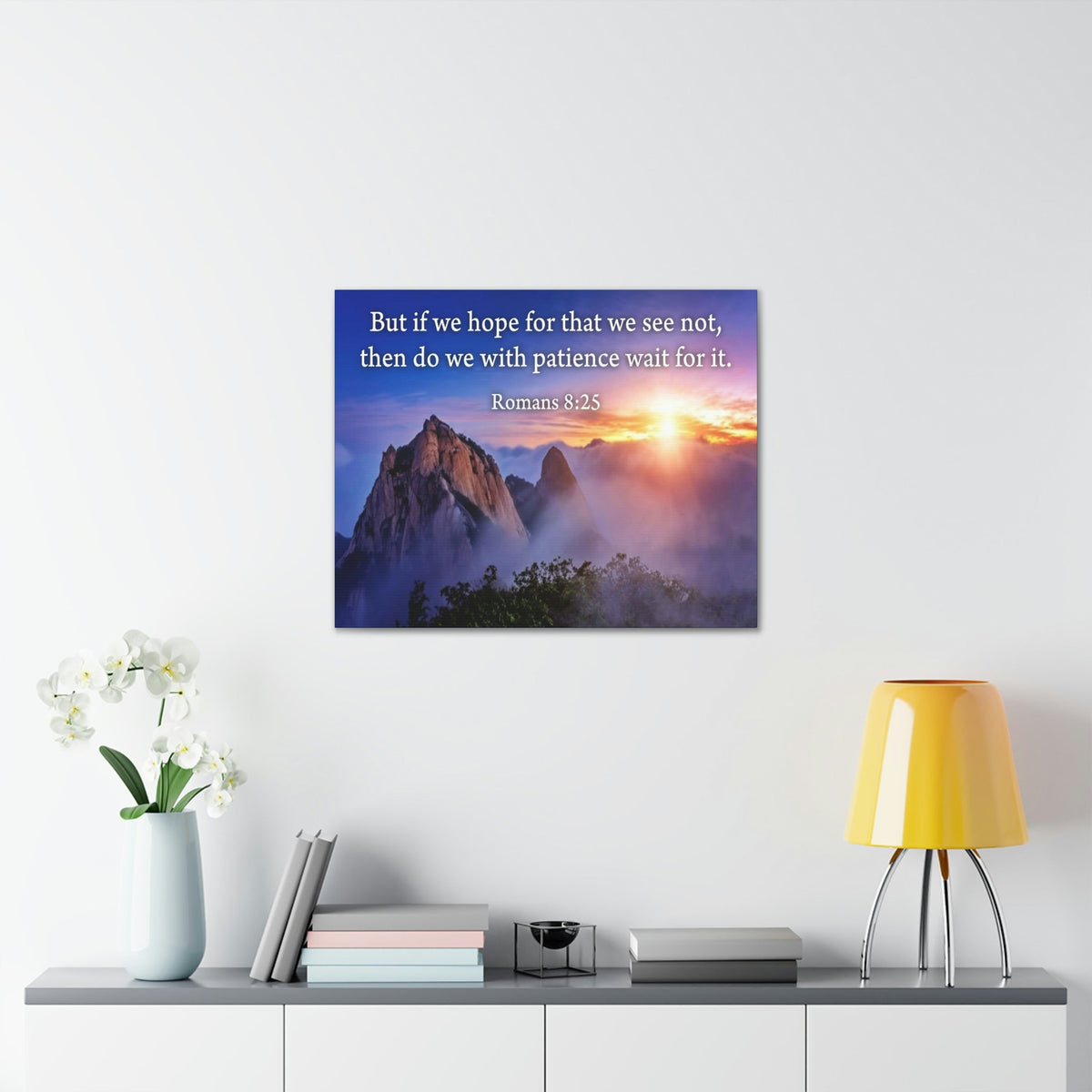 Scripture Walls For What We See Romans 8:25 Bible Verse Canvas Christian Wall Art Ready to Hang Unframed-Express Your Love Gifts