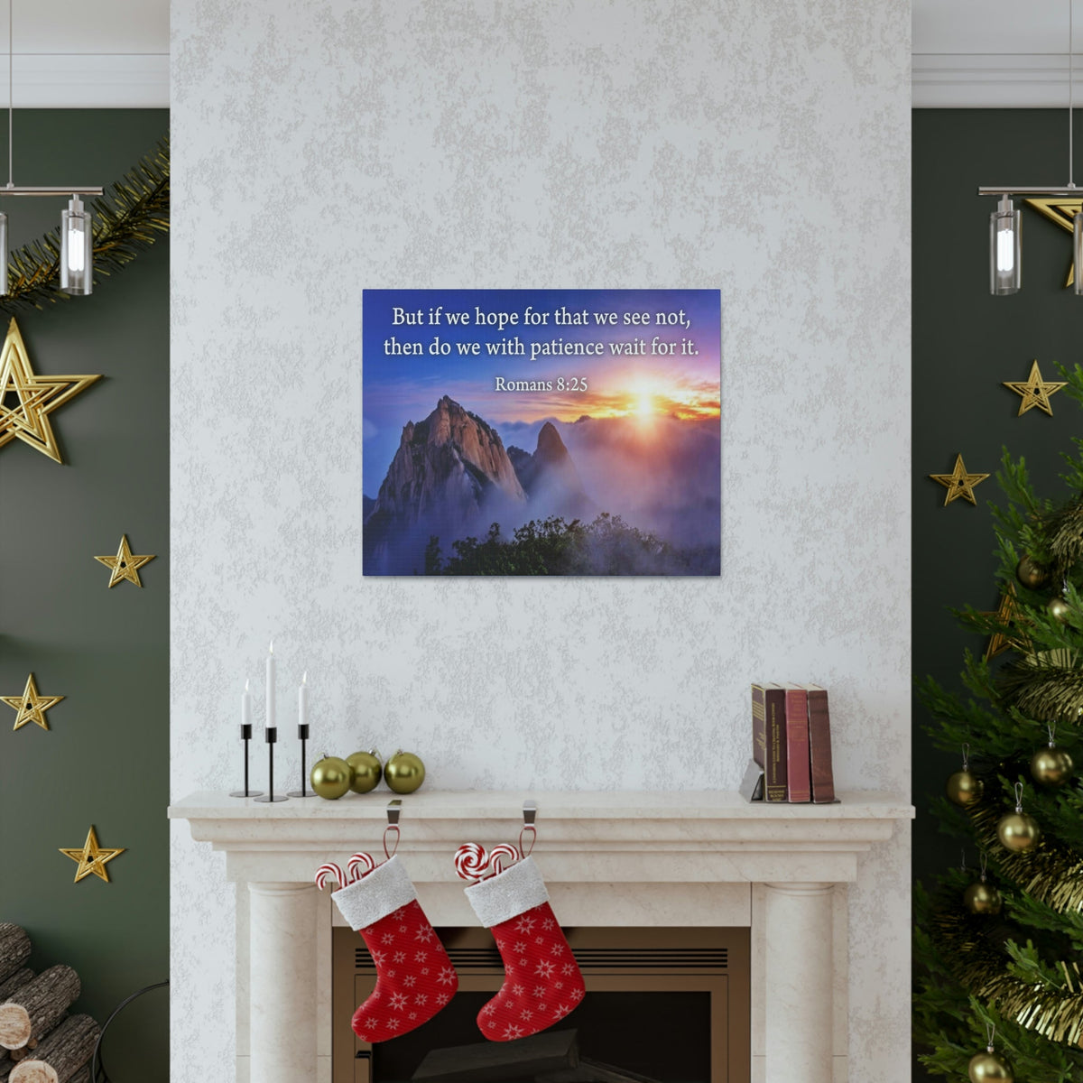 Scripture Walls For What We See Romans 8:25 Bible Verse Canvas Christian Wall Art Ready to Hang Unframed-Express Your Love Gifts