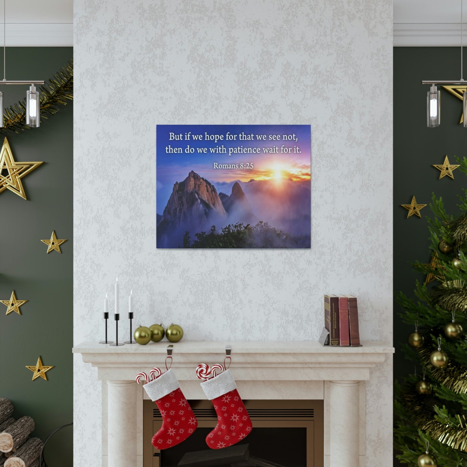 Scripture Walls For What We See Romans 8:25 Bible Verse Canvas Christian Wall Art Ready to Hang Unframed-Express Your Love Gifts