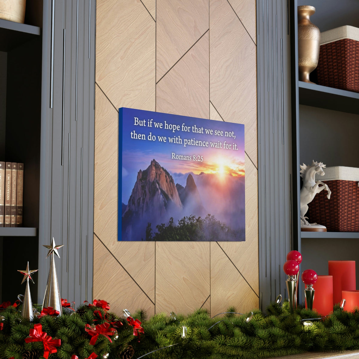 Scripture Walls For What We See Romans 8:25 Bible Verse Canvas Christian Wall Art Ready to Hang Unframed-Express Your Love Gifts