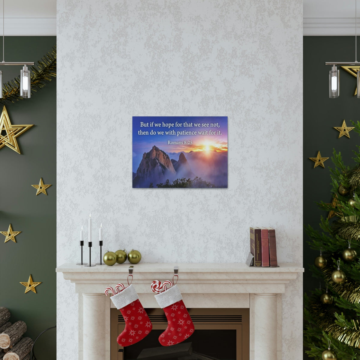 Scripture Walls For What We See Romans 8:25 Bible Verse Canvas Christian Wall Art Ready to Hang Unframed-Express Your Love Gifts