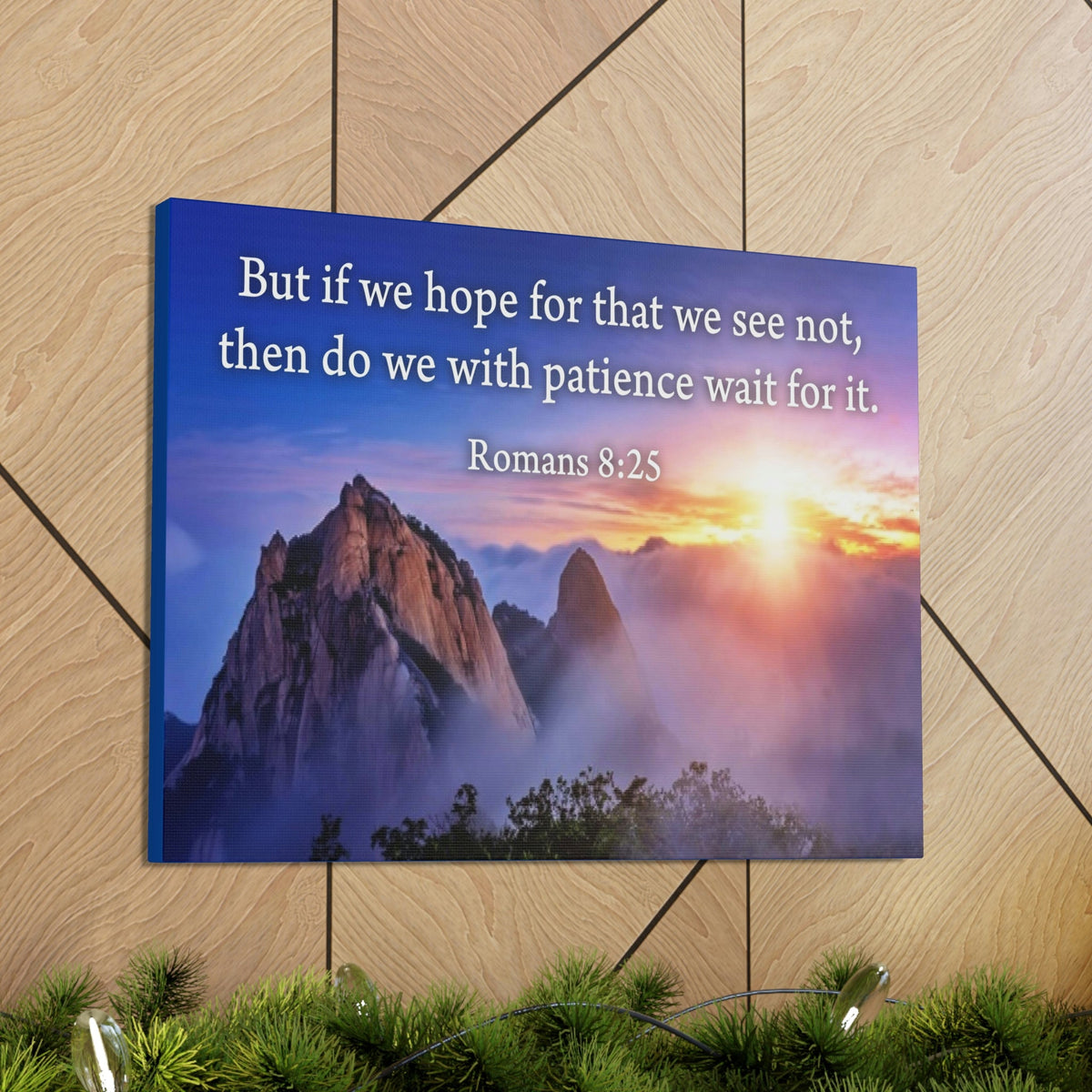 Scripture Walls For What We See Romans 8:25 Bible Verse Canvas Christian Wall Art Ready to Hang Unframed-Express Your Love Gifts
