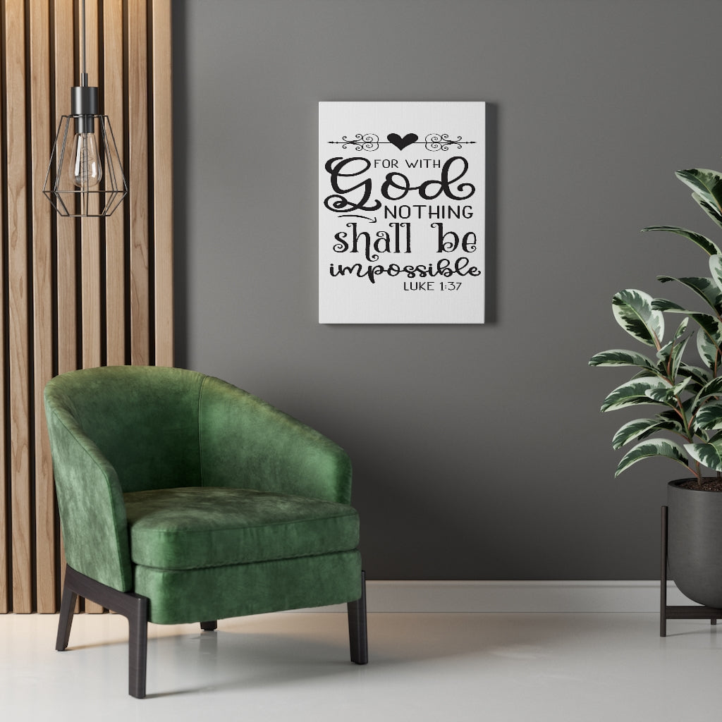 Scripture Walls For With God Heart Luke 1:37 Bible Verse Canvas Christian Wall Art Ready to Hang Unframed-Express Your Love Gifts