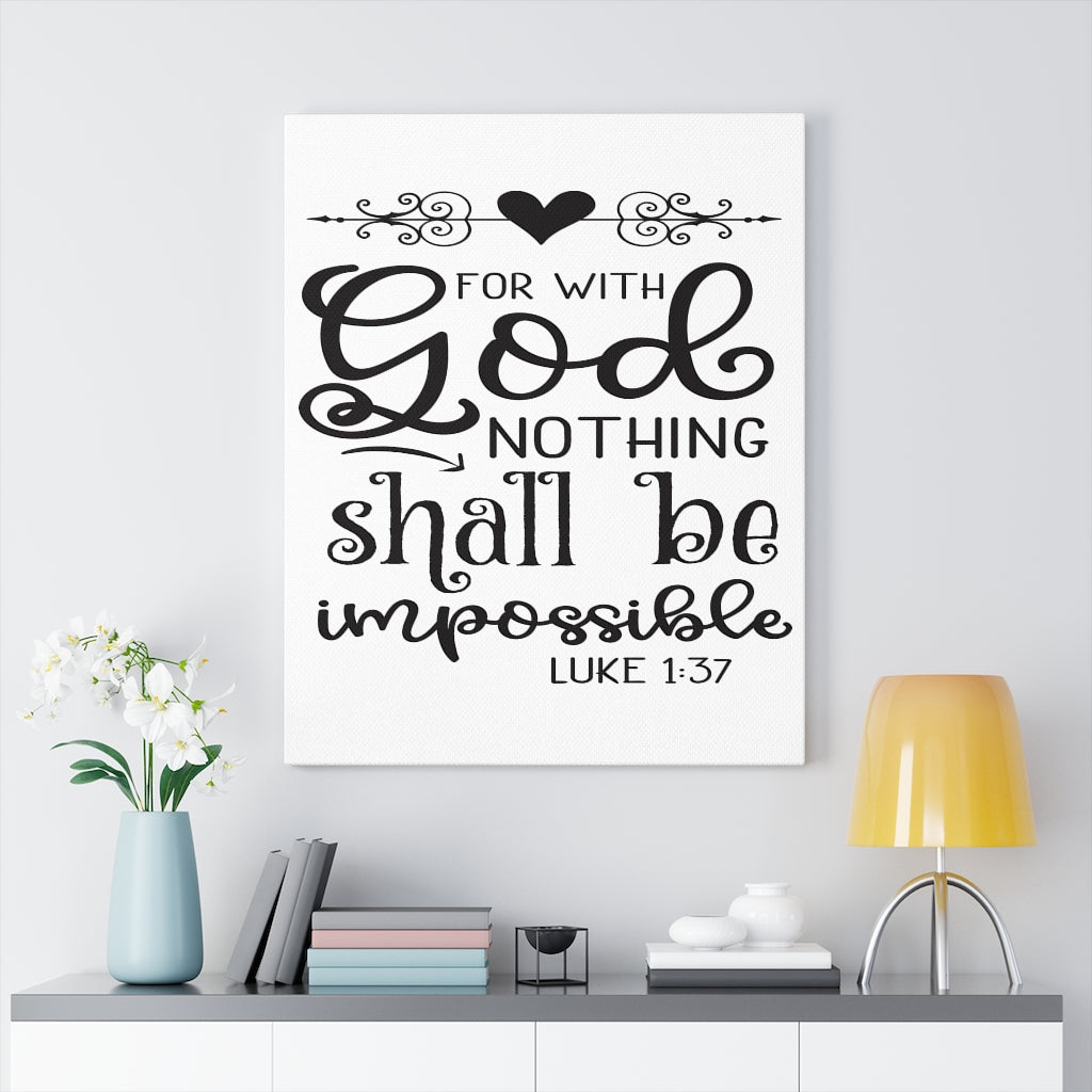 Scripture Walls For With God Heart Luke 1:37 Bible Verse Canvas Christian Wall Art Ready to Hang Unframed-Express Your Love Gifts