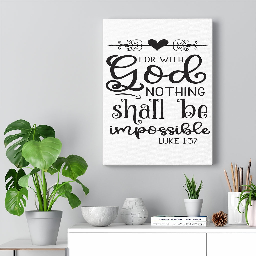 Scripture Walls For With God Heart Luke 1:37 Bible Verse Canvas Christian Wall Art Ready to Hang Unframed-Express Your Love Gifts