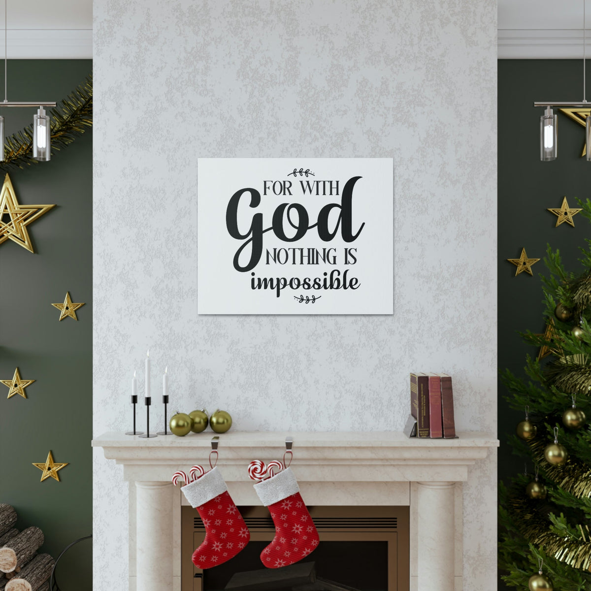 Scripture Walls For With God Nothing Is Impossible Luke 1:37 Christian Wall Art Print Ready to Hang Unframed-Express Your Love Gifts