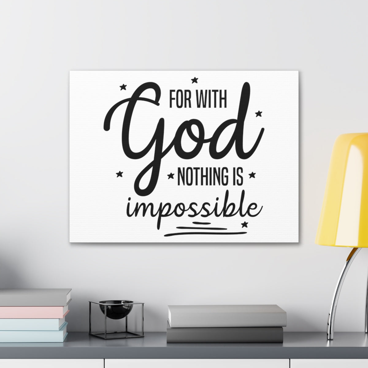 Scripture Walls For With God Nothing Is Impossible Luke 1:37 Stars Christian Wall Art Print Ready to Hang Unframed-Express Your Love Gifts