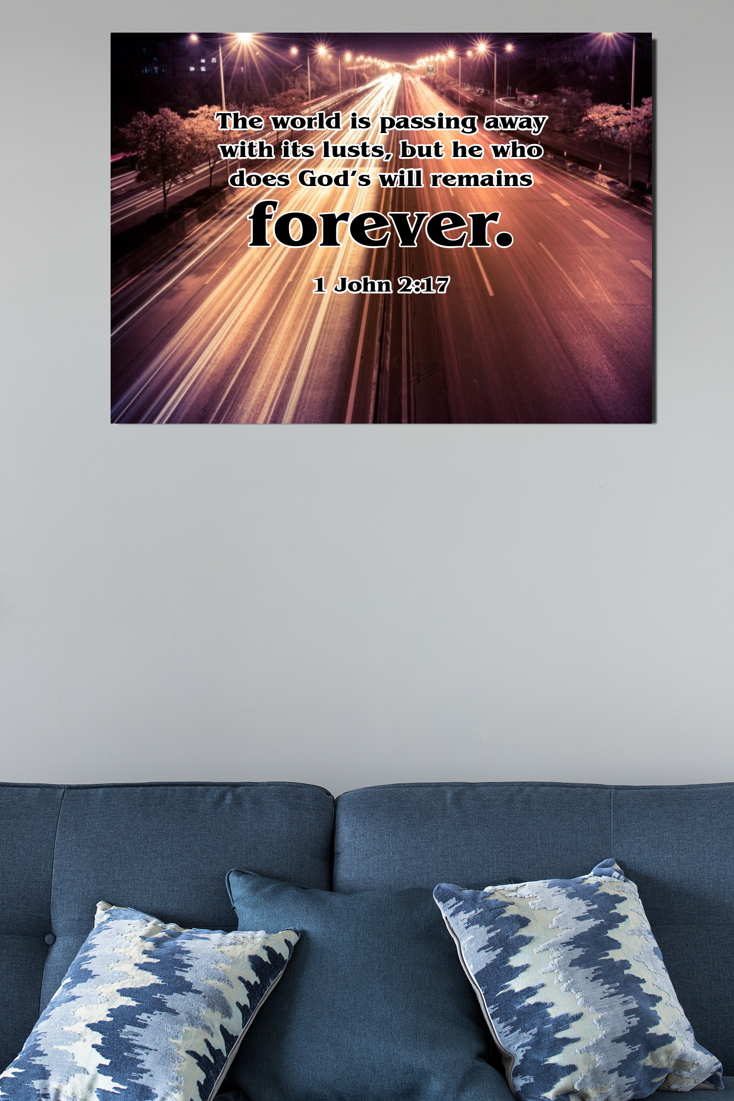 Scripture Walls Forever 1 John 2:17 Bible Verse Canvas Christian Wall Art Ready to Hang Unframed-Express Your Love Gifts