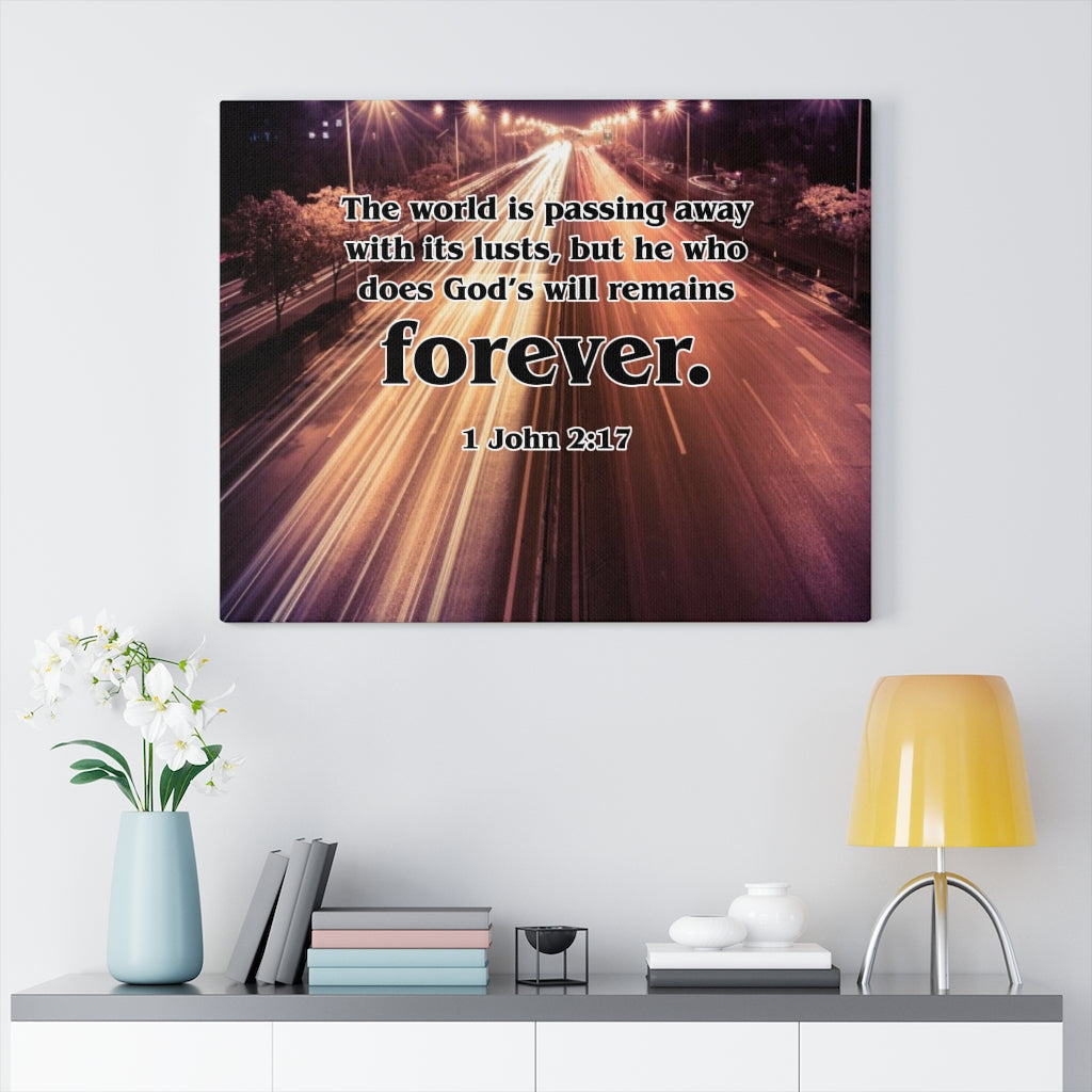 Scripture Walls Forever 1 John 2:17 Bible Verse Canvas Christian Wall Art Ready to Hang Unframed-Express Your Love Gifts