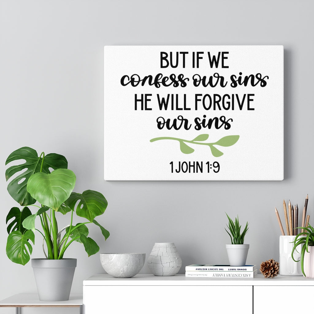 Scripture Walls Forgive 1 John 1:9 Bible Verse Canvas Christian Wall Art Ready to Hang Unframed-Express Your Love Gifts