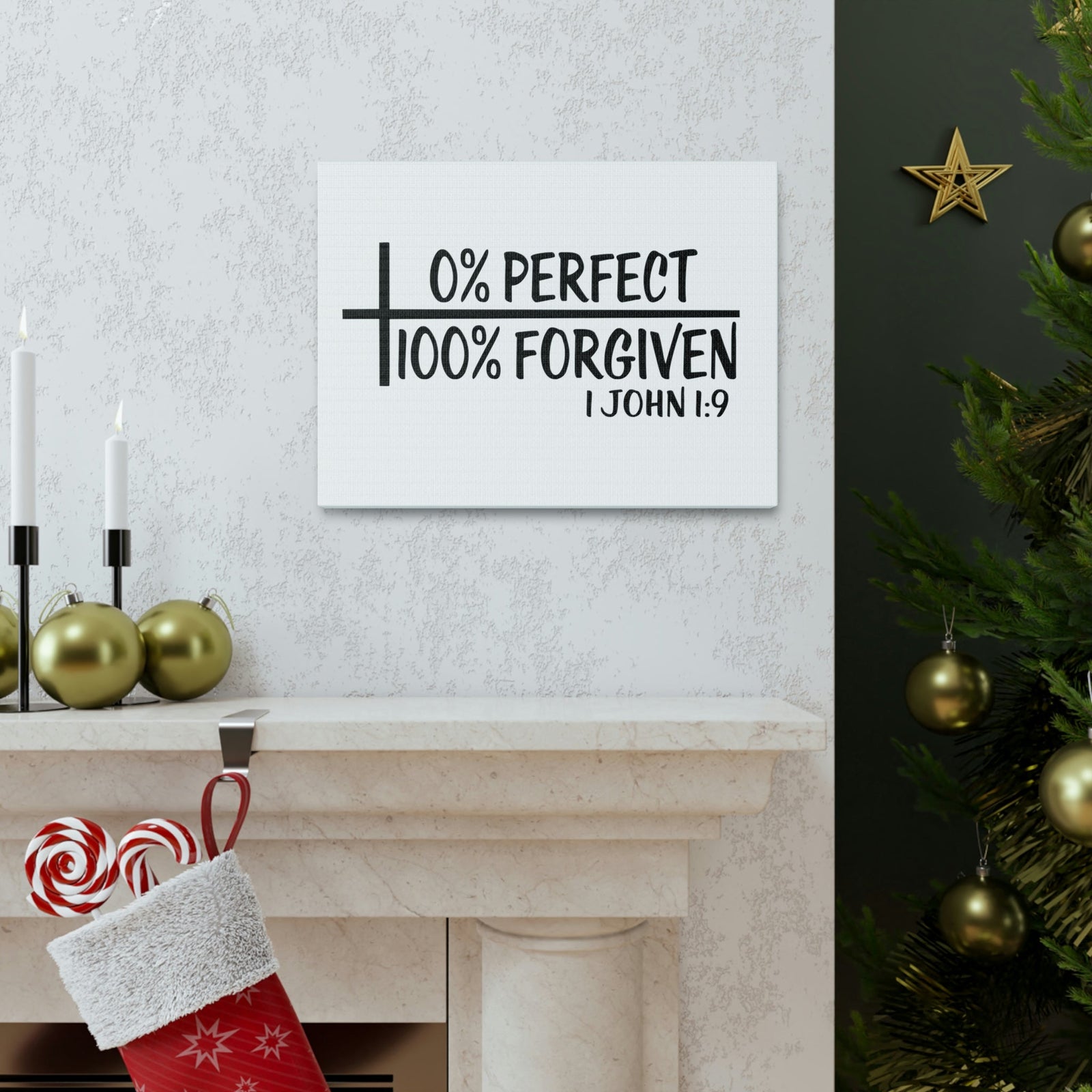 Scripture Walls Forgiven 1 John 1:9 Bible Verse Canvas Christian Wall Art Ready to Hang Unframed-Express Your Love Gifts