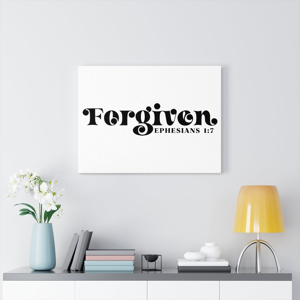 Scripture Walls Forgiven Dot Ephesians 1:7 Bible Verse Canvas Christian Wall Art Ready to Hang Unframed-Express Your Love Gifts