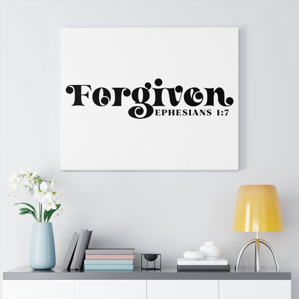 Scripture Walls Forgiven Dot Ephesians 1:7 Bible Verse Canvas Christian Wall Art Ready to Hang Unframed-Express Your Love Gifts