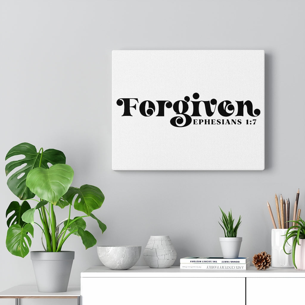 Scripture Walls Forgiven Dot Ephesians 1:7 Bible Verse Canvas Christian Wall Art Ready to Hang Unframed-Express Your Love Gifts