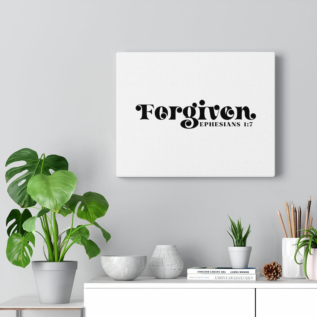 Scripture Walls Forgiven Ephesians 1:7 Bible Verse Canvas Christian Wall Art Ready to Hang Unframed-Express Your Love Gifts