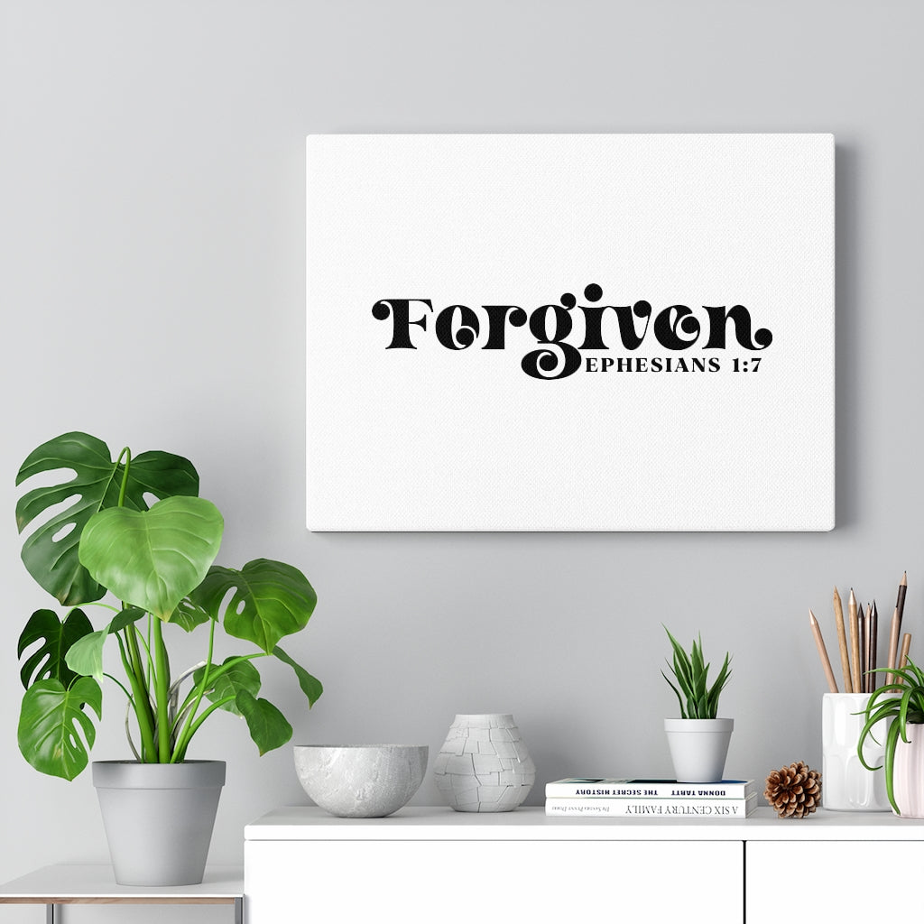 Scripture Walls Forgiven Ephesians 1:7 Bible Verse Canvas Christian Wall Art Ready to Hang Unframed-Express Your Love Gifts