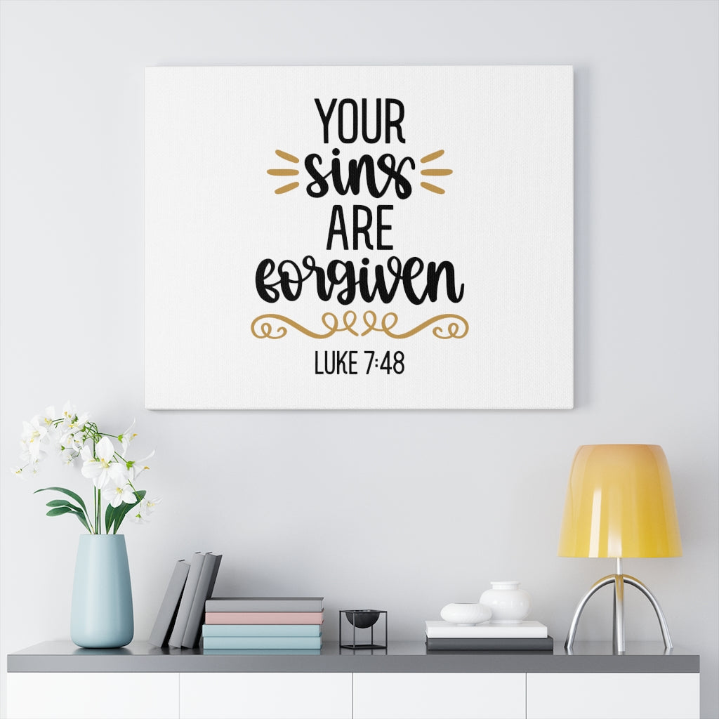 Scripture Walls Forgiven Luke 7:48 Bible Verse Canvas Christian Wall Art Ready to Hang Unframed-Express Your Love Gifts