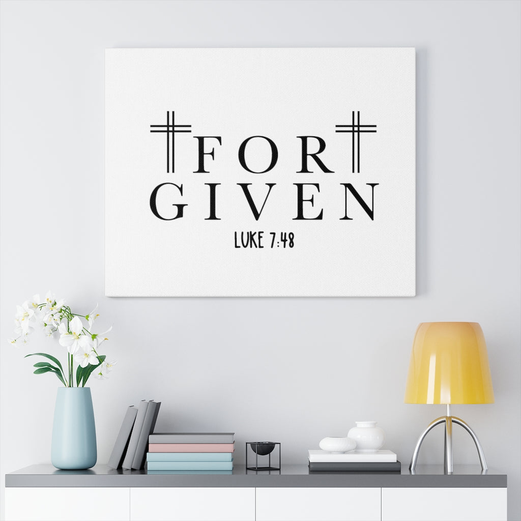 Scripture Walls Forgiven Luke 7:48 Bible Verse Canvas Christian Wall Art Ready to Hang Unframed-Express Your Love Gifts