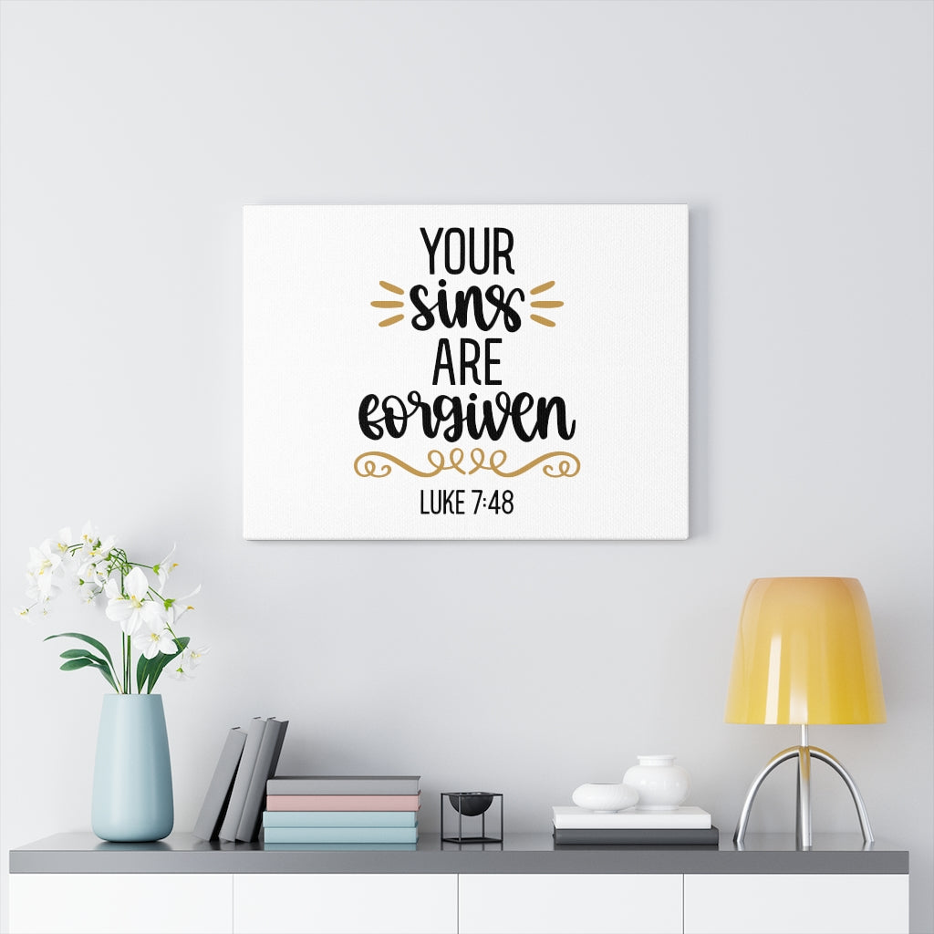 Scripture Walls Forgiven Luke 7:48 Bible Verse Canvas Christian Wall Art Ready to Hang Unframed-Express Your Love Gifts