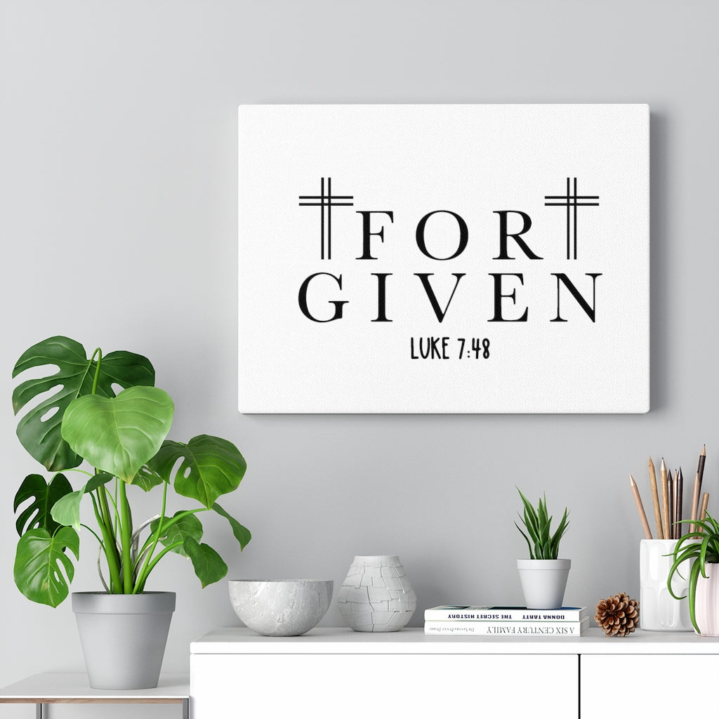 Scripture Walls Forgiven Luke 7:48 Bible Verse Canvas Christian Wall Art Ready to Hang Unframed-Express Your Love Gifts