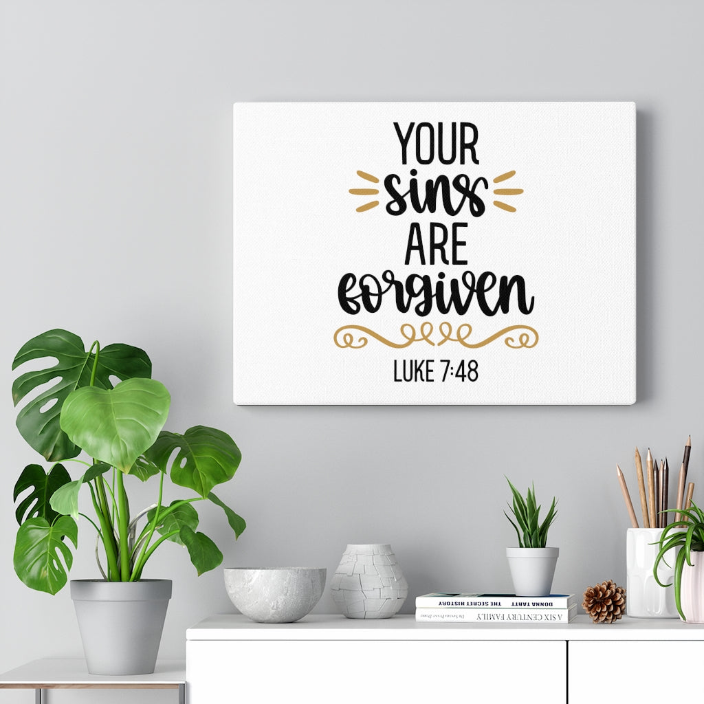 Scripture Walls Forgiven Luke 7:48 Bible Verse Canvas Christian Wall Art Ready to Hang Unframed-Express Your Love Gifts