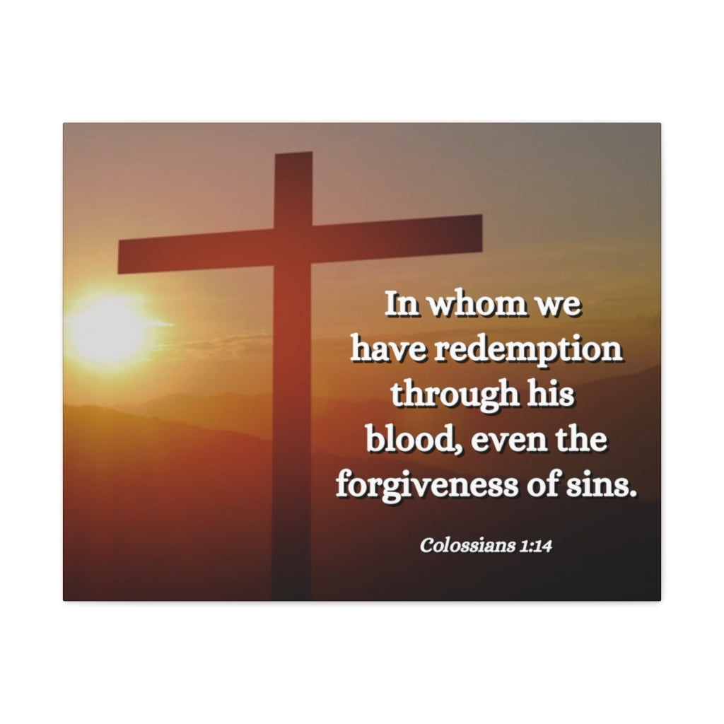 Scripture Walls Forgiveness Of Sins Colossians 1:14 Bible Verse Canvas Christian Wall Art Ready to Hang Unframed-Express Your Love Gifts