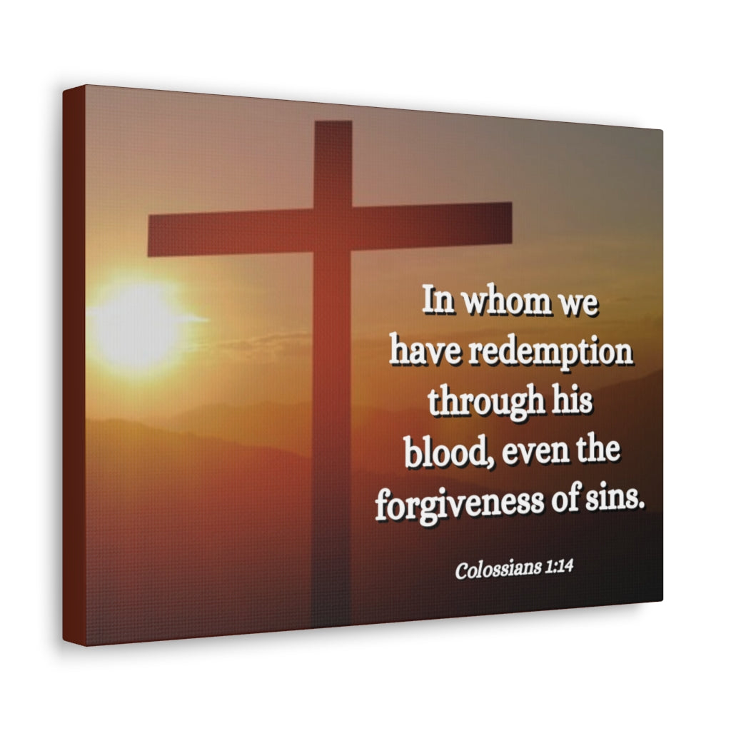 Scripture Walls Forgiveness Of Sins Colossians 1:14 Bible Verse Canvas Christian Wall Art Ready to Hang Unframed-Express Your Love Gifts