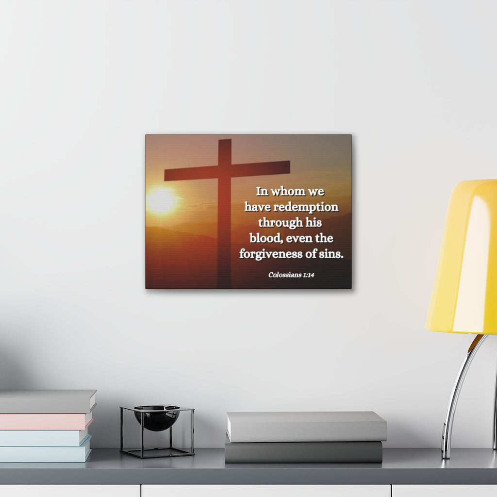 Scripture Walls Forgiveness Of Sins Colossians 1:14 Bible Verse Canvas Christian Wall Art Ready to Hang Unframed-Express Your Love Gifts
