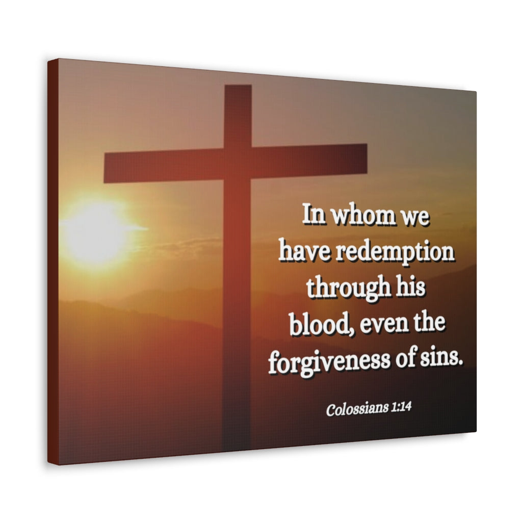 Scripture Walls Forgiveness Of Sins Colossians 1:14 Bible Verse Canvas Christian Wall Art Ready to Hang Unframed-Express Your Love Gifts