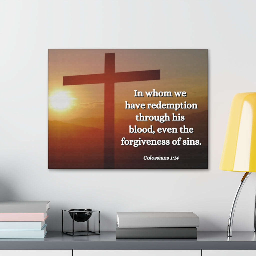Scripture Walls Forgiveness Of Sins Colossians 1:14 Bible Verse Canvas Christian Wall Art Ready to Hang Unframed-Express Your Love Gifts