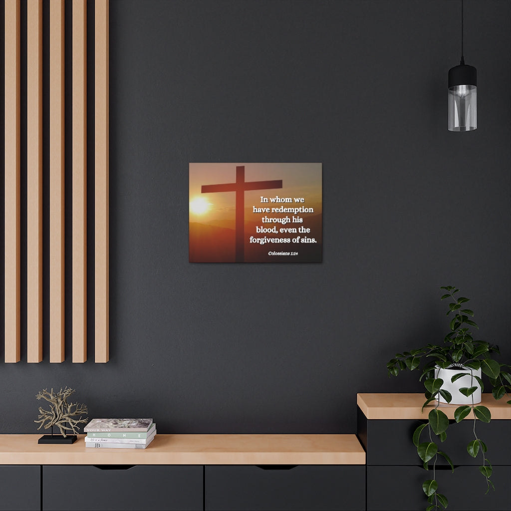 Scripture Walls Forgiveness Of Sins Colossians 1:14 Bible Verse Canvas Christian Wall Art Ready to Hang Unframed-Express Your Love Gifts