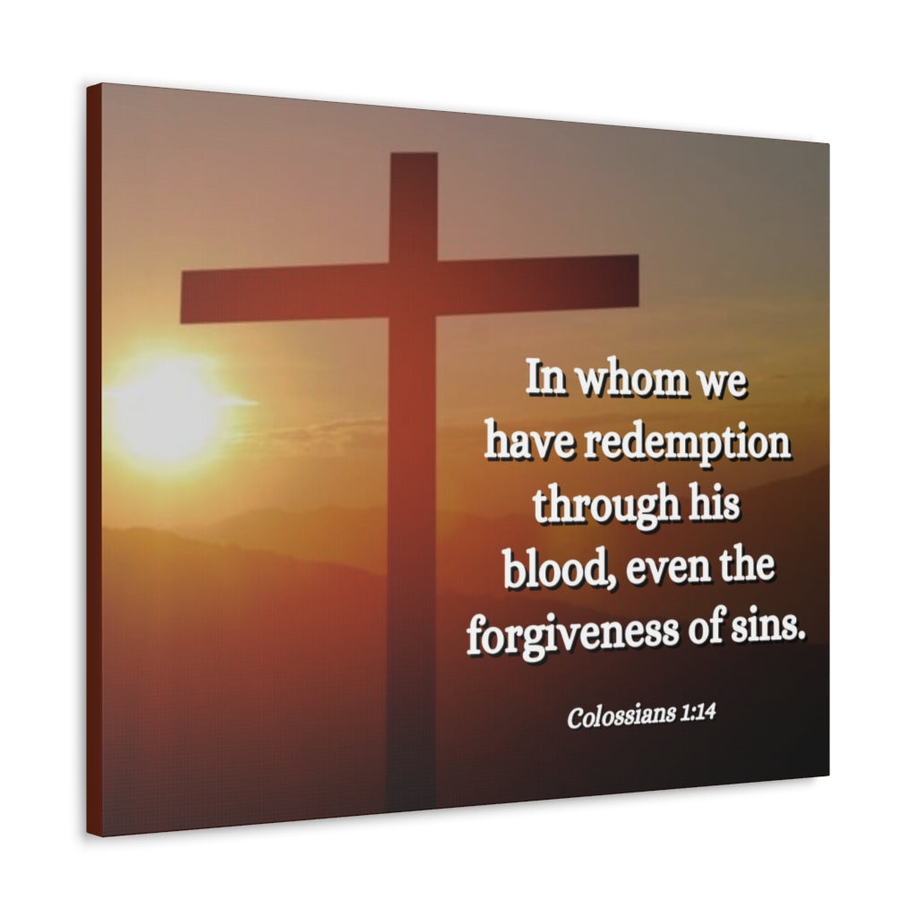 Scripture Walls Forgiveness Of Sins Colossians 1:14 Bible Verse Canvas Christian Wall Art Ready to Hang Unframed-Express Your Love Gifts