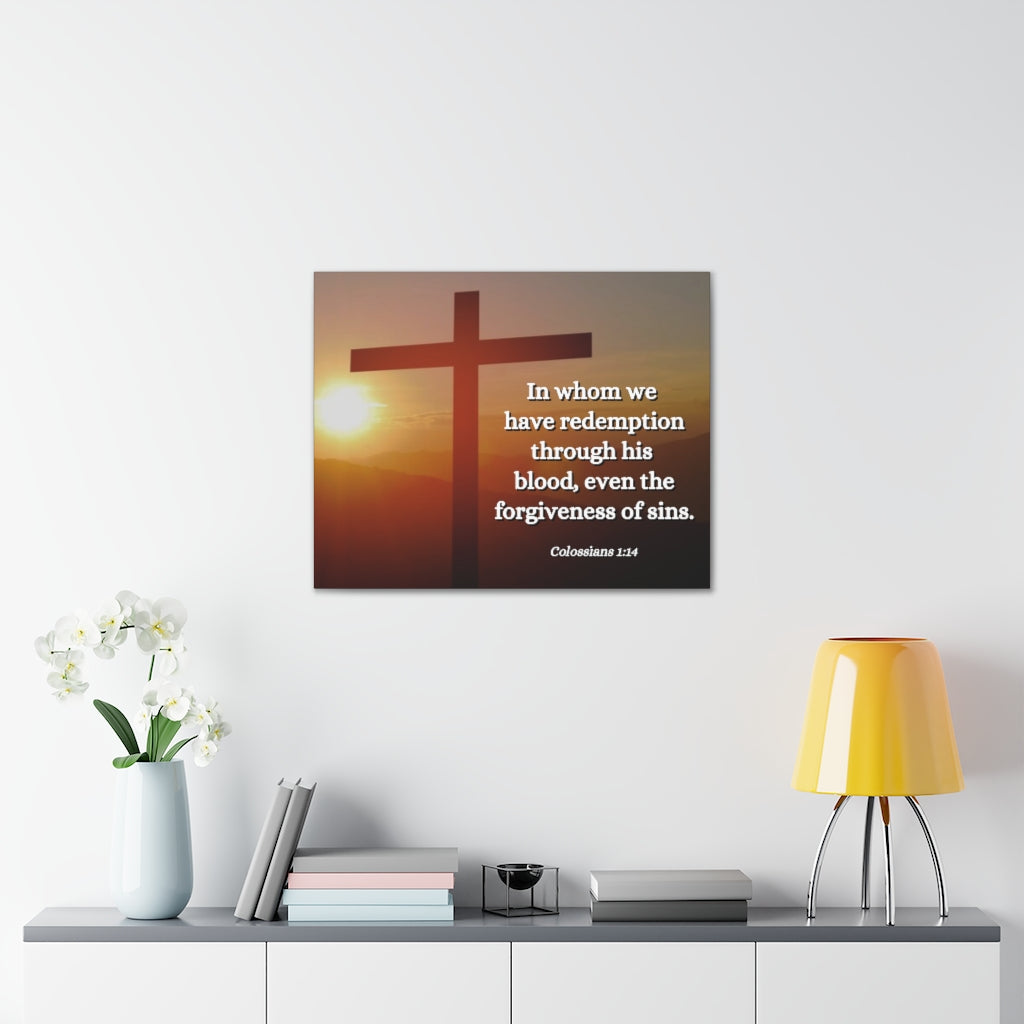 Scripture Walls Forgiveness Of Sins Colossians 1:14 Bible Verse Canvas Christian Wall Art Ready to Hang Unframed-Express Your Love Gifts