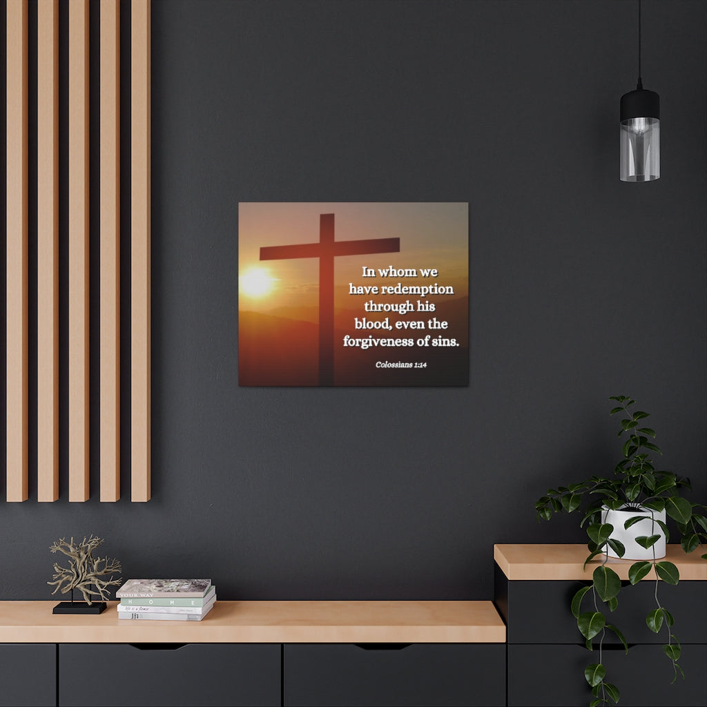 Scripture Walls Forgiveness Of Sins Colossians 1:14 Bible Verse Canvas Christian Wall Art Ready to Hang Unframed-Express Your Love Gifts