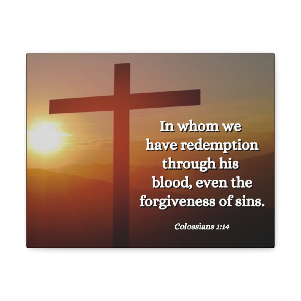 Scripture Walls Forgiveness Of Sins Colossians 1:14 Bible Verse Canvas Christian Wall Art Ready to Hang Unframed-Express Your Love Gifts
