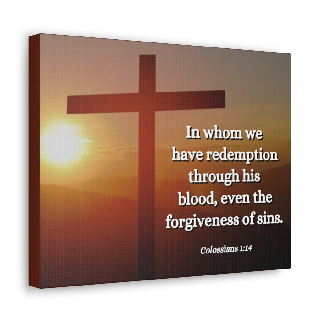 Scripture Walls Forgiveness Of Sins Colossians 1:14 Bible Verse Canvas Christian Wall Art Ready to Hang Unframed-Express Your Love Gifts