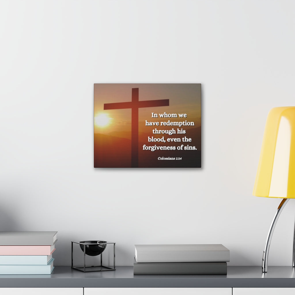 Scripture Walls Forgiveness Of Sins Colossians 1:14 Bible Verse Canvas Christian Wall Art Ready to Hang Unframed-Express Your Love Gifts