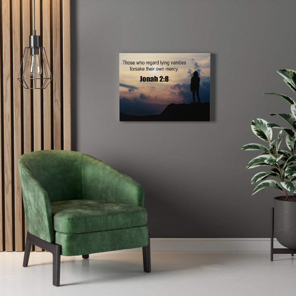 Scripture Walls Forsake Their Own Mercy Jonah 2:8 Bible Verse Canvas Christian Wall Art Ready to Hang Unframed-Express Your Love Gifts