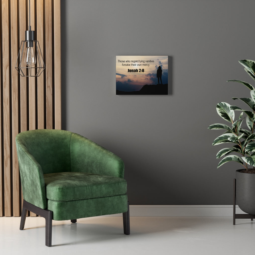 Scripture Walls Forsake Their Own Mercy Jonah 2:8 Bible Verse Canvas Christian Wall Art Ready to Hang Unframed-Express Your Love Gifts
