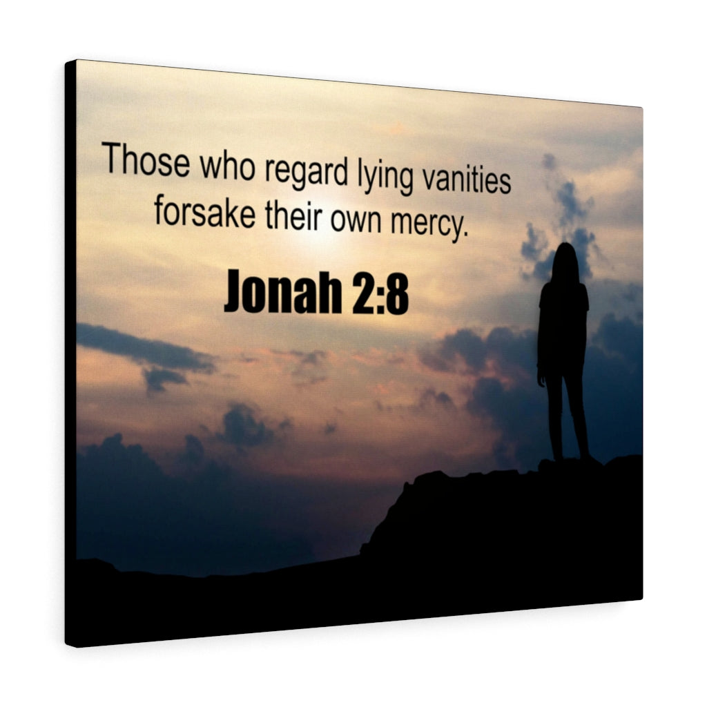 Scripture Walls Forsake Their Own Mercy Jonah 2:8 Bible Verse Canvas Christian Wall Art Ready to Hang Unframed-Express Your Love Gifts