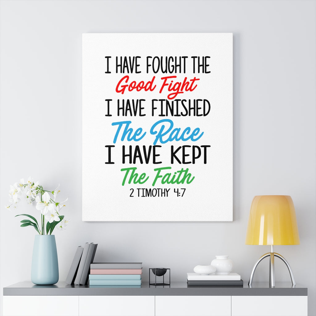 Scripture Walls Fought The Good Fight 2 Timothy 4:7 Bible Verse Canvas Christian Wall Art Ready to Hang Unframed-Express Your Love Gifts