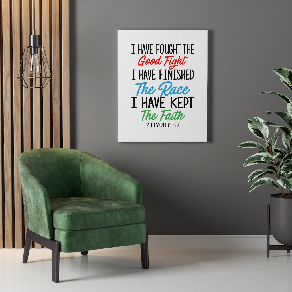 Scripture Walls Fought The Good Fight 2 Timothy 4:7 Bible Verse Canvas Christian Wall Art Ready to Hang Unframed-Express Your Love Gifts