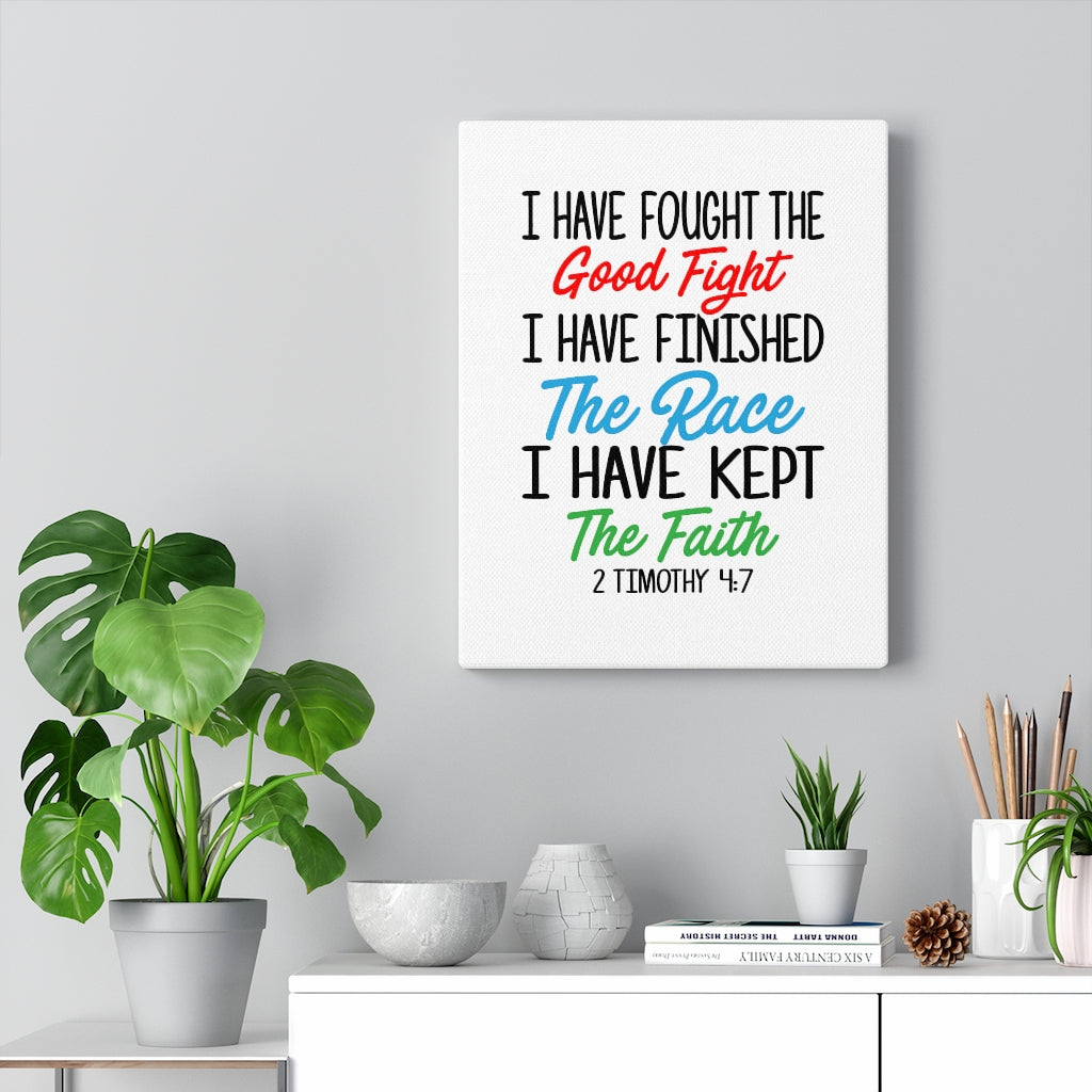 Scripture Walls Fought The Good Fight 2 Timothy 4:7 Bible Verse Canvas Christian Wall Art Ready to Hang Unframed-Express Your Love Gifts