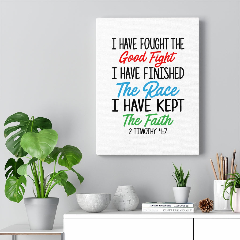 Scripture Walls Fought The Good Fight 2 Timothy 4:7 Bible Verse Canvas Christian Wall Art Ready to Hang Unframed-Express Your Love Gifts