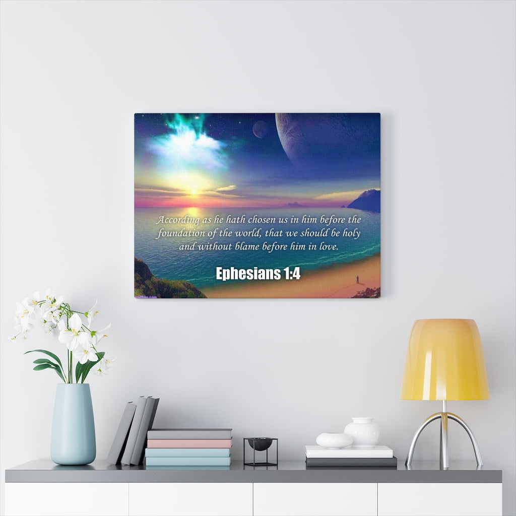 Scripture Walls Foundation of the World Ephesians 1:4 Bible Verse Canvas Christian Wall Art Ready to Hang Unframed-Express Your Love Gifts