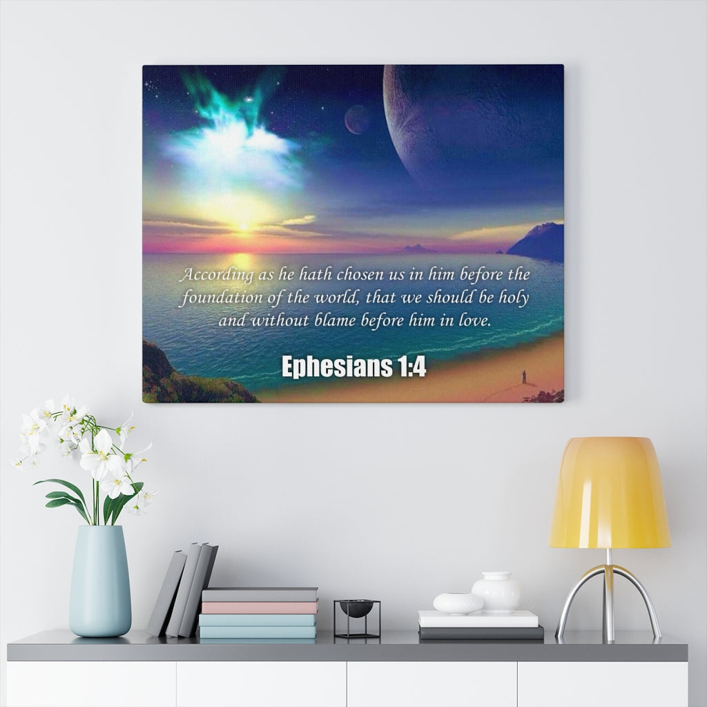 Scripture Walls Foundation of the World Ephesians 1:4 Bible Verse Canvas Christian Wall Art Ready to Hang Unframed-Express Your Love Gifts