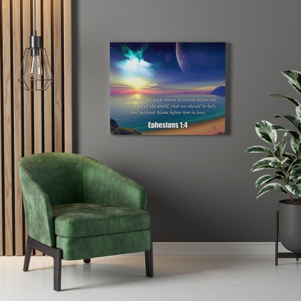Scripture Walls Foundation of the World Ephesians 1:4 Bible Verse Canvas Christian Wall Art Ready to Hang Unframed-Express Your Love Gifts