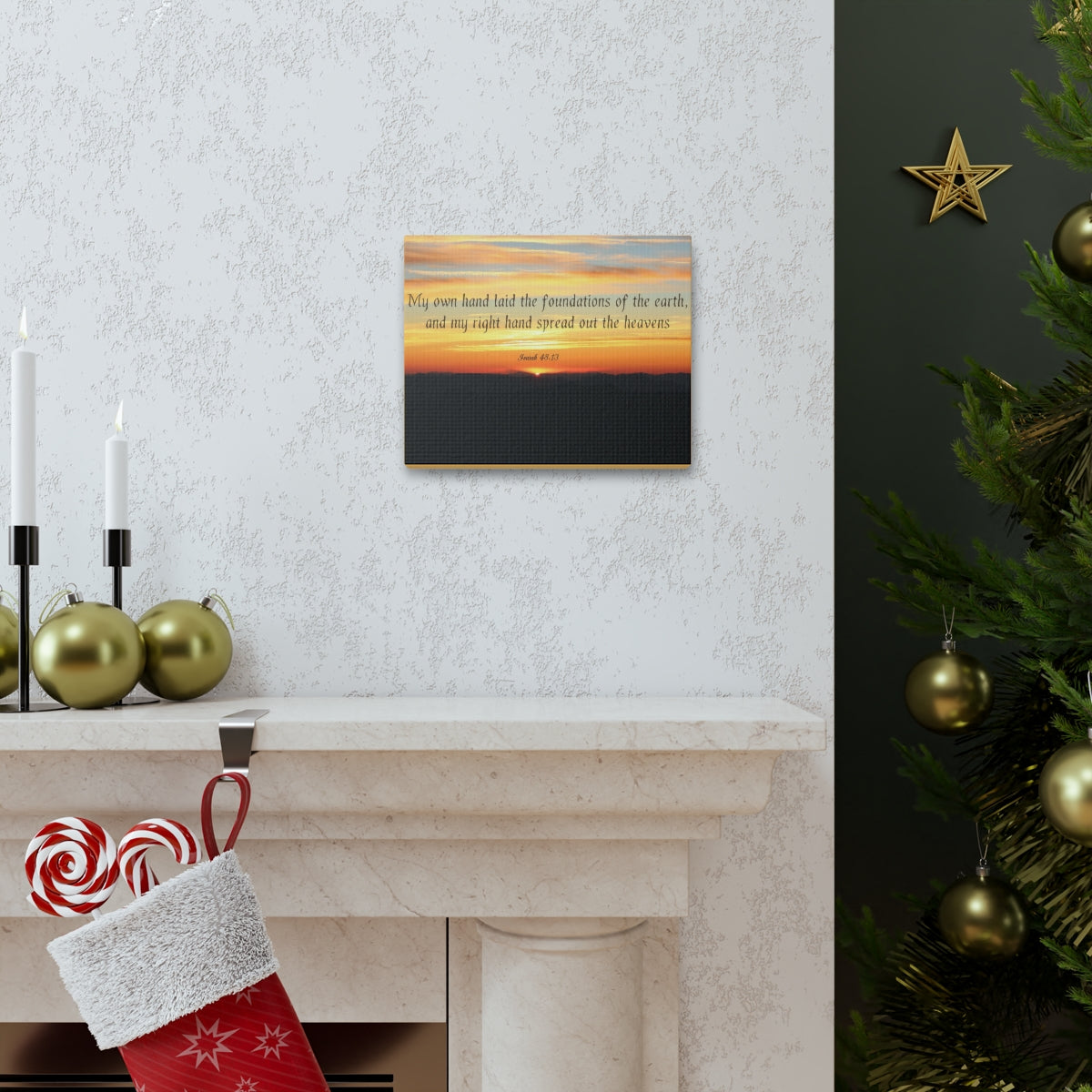 Scripture Walls Foundations Of The Earth Isaiah 48:13 Bible Verse Canvas Christian Wall Art Bible Verse Print Ready To Hang Unframed-Express Your Love Gifts